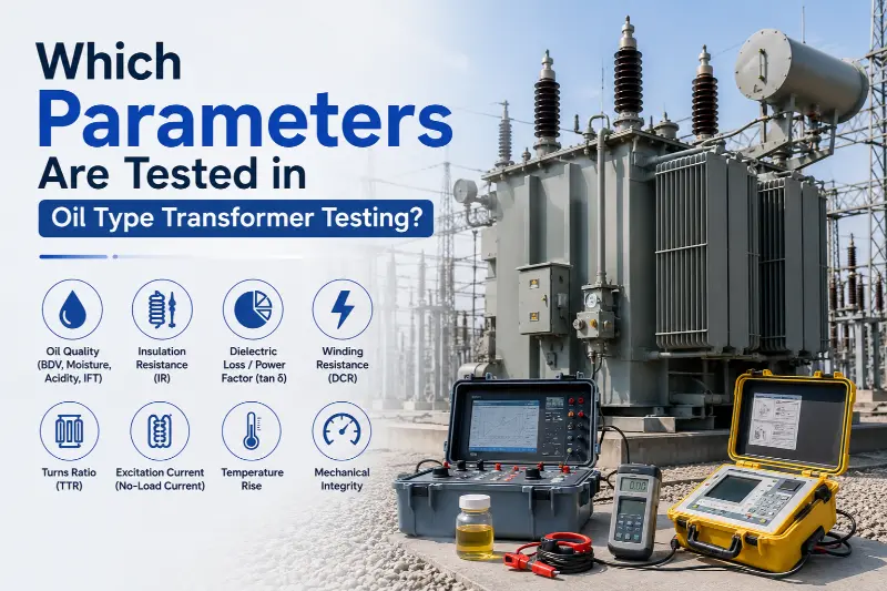 Quali parametri vengono testati nei test sui trasformatori di tipo olio?